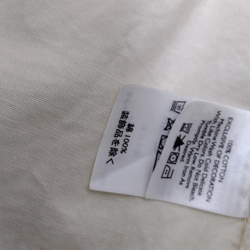 EDDIE BAUER 3/4 SLEEVE TIE NECK IVORY BLOUSE 100% COTTON SHIRT EMBROIDERY TOP LP - Picture 7 of 8